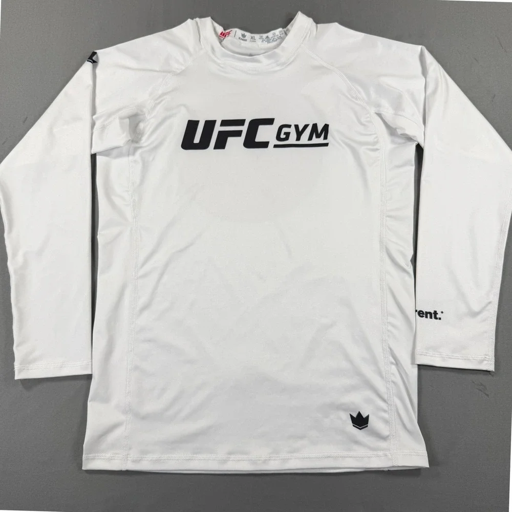UFC Gym Knocz BJJ Rash Guard Compression Shirt XL White Long Sleeve MMA No Gi